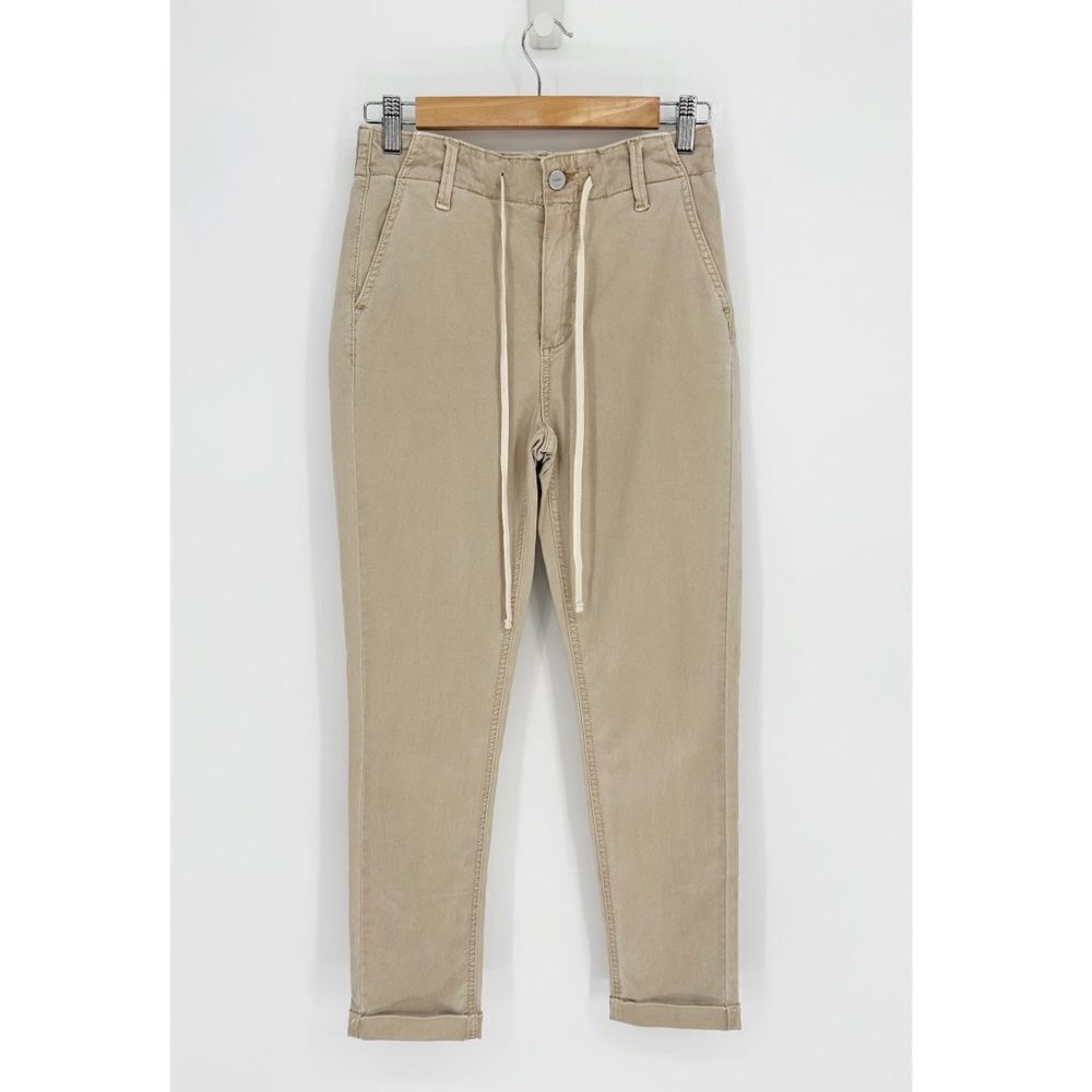 Paige Christy Chino Jogger Pants Drawstring in Faded Beige Wash Women's 25 - Picture 1 of 8